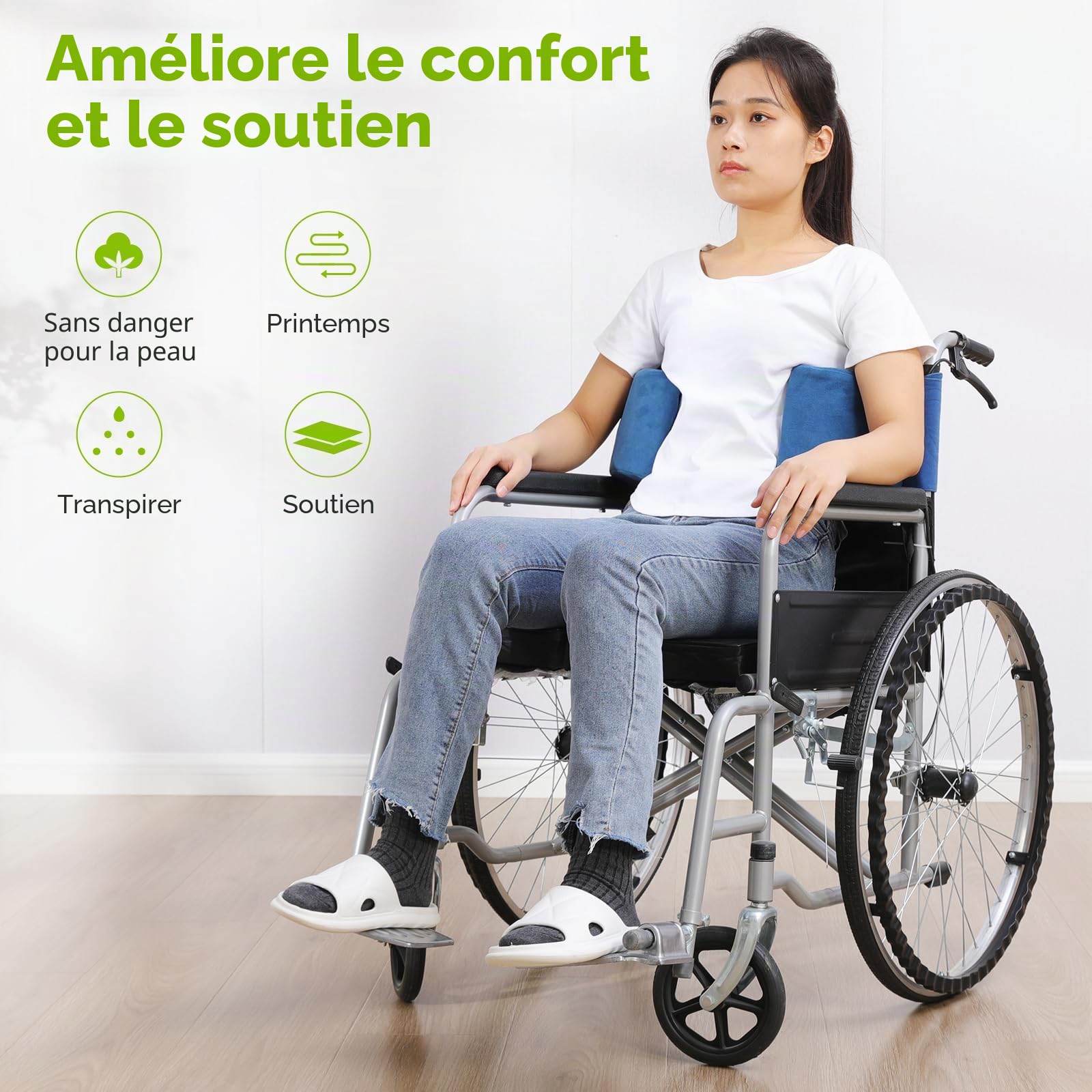 Support latéral pour fauteuil roulant, coussin debout réglable individuellement, convient aux personnes âgées et aux personnes handicapées, grande taille