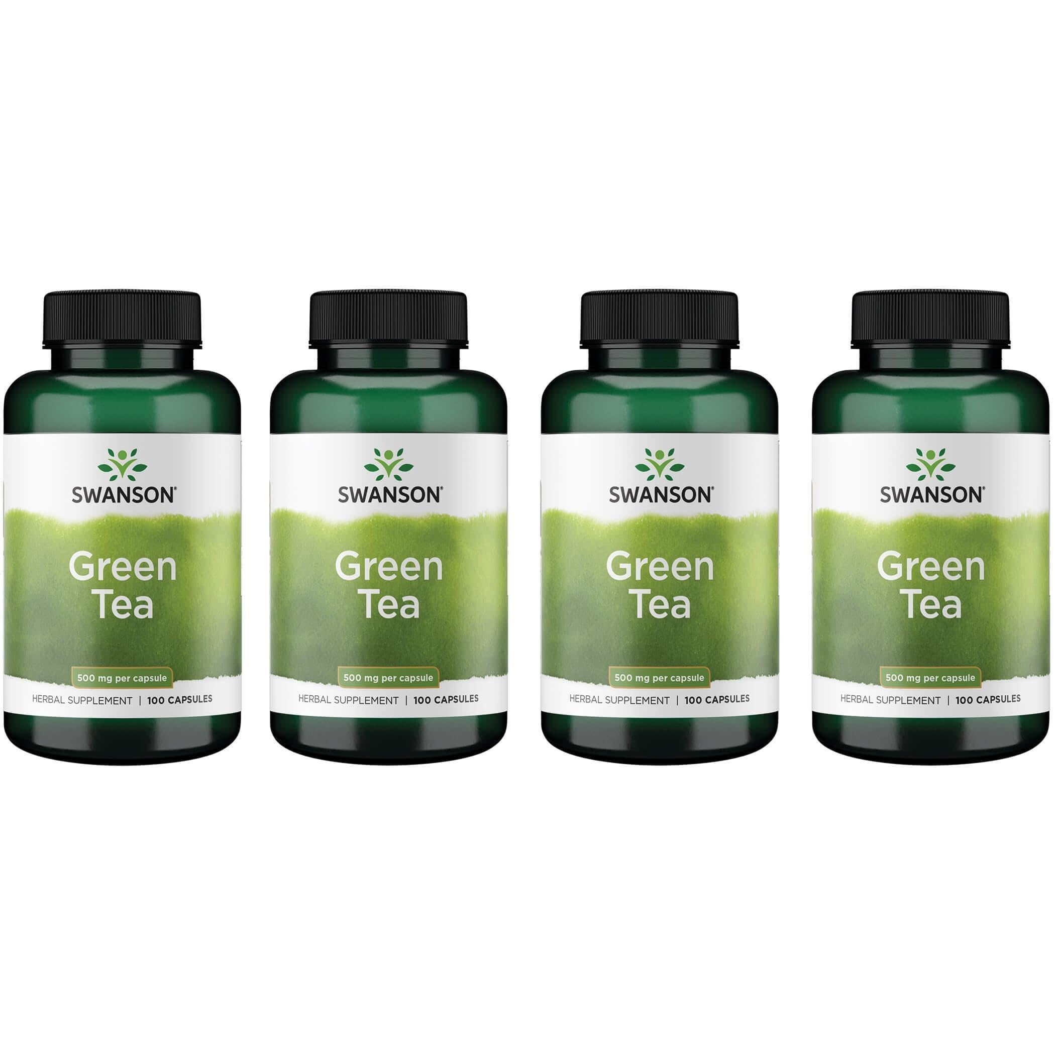 Swanson Green Tea Extract Antioxidant 500 mg, 100 Capsules, 4 Pack 100 Count (Pack of 4)
