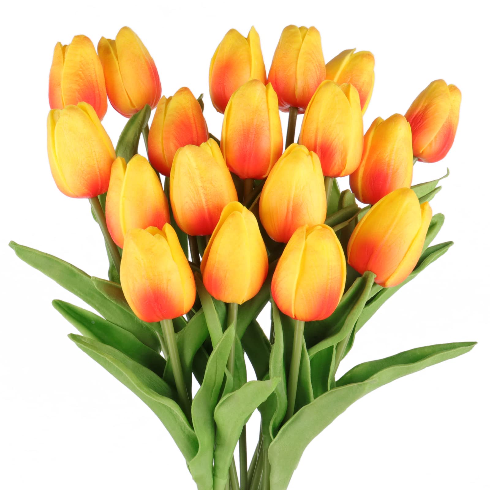 DEEMEI Tulips Artificial Flowers 20 Pcs Orange Fake Tulip Stems Real Touch PU Tulips for Easter Spring Wedding Bouquet Home Centerpiece Floral
