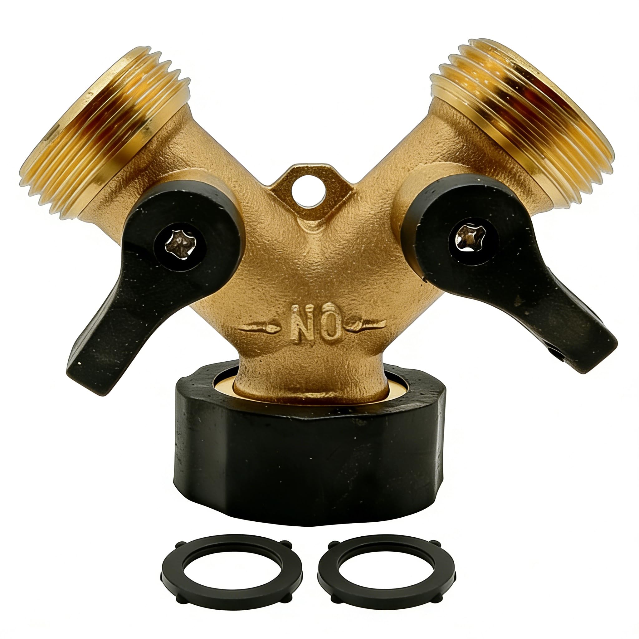 Brass Hose Connector, 2 Way Garden Tap Splitter 3/4" Garden Hose Connector, Y Splitters Tap Connector with Individual On/Off