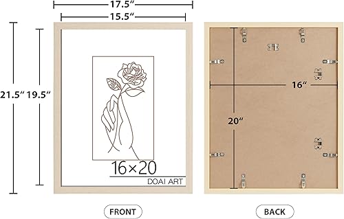 Miniatura 4 de DOAI ART Marco de póster de 16 x 20 pulgadas, paquete de 2 marcos de fotos de roble y veta de madera de 16 x 20 pulgadas para montaje en pared