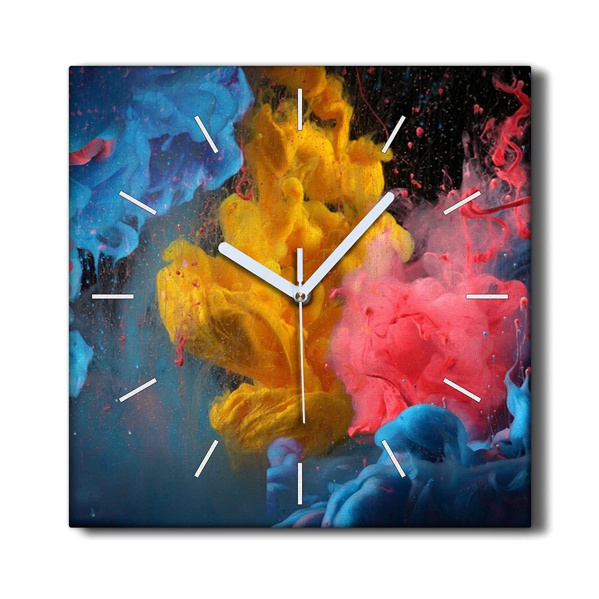 Horloge sur toile 30x30cm Nuages colorés pour décoration murale de salon