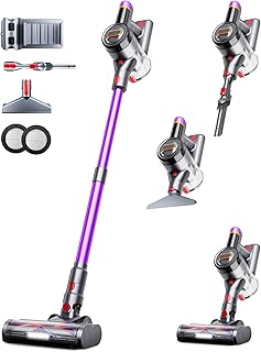 Cordless Vacuum Cleaner, Upgraded 550W 45Kpa 60Mins Vacuum Cleaners for Home, Anti-Tangle Stick Vacuum with Self-Standing, LED Display, 8-in-1 Wireless Vacuum for Carpet Pet Hair Hardfloor