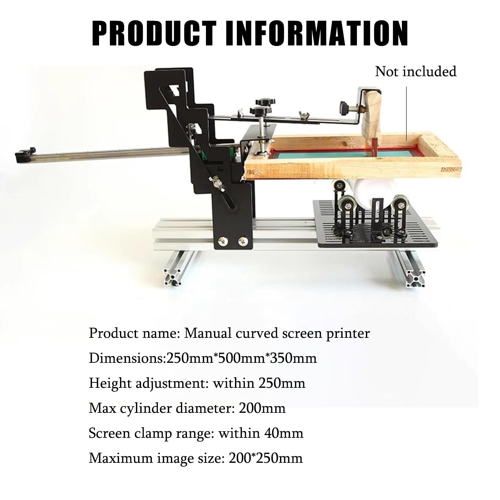 Macchina da Stampa per Serigrafia, Serigrafia Curva Manuale, Area Grafica Massima di 200 * 250 mm, goffratrice a Cilindro per 250 mm