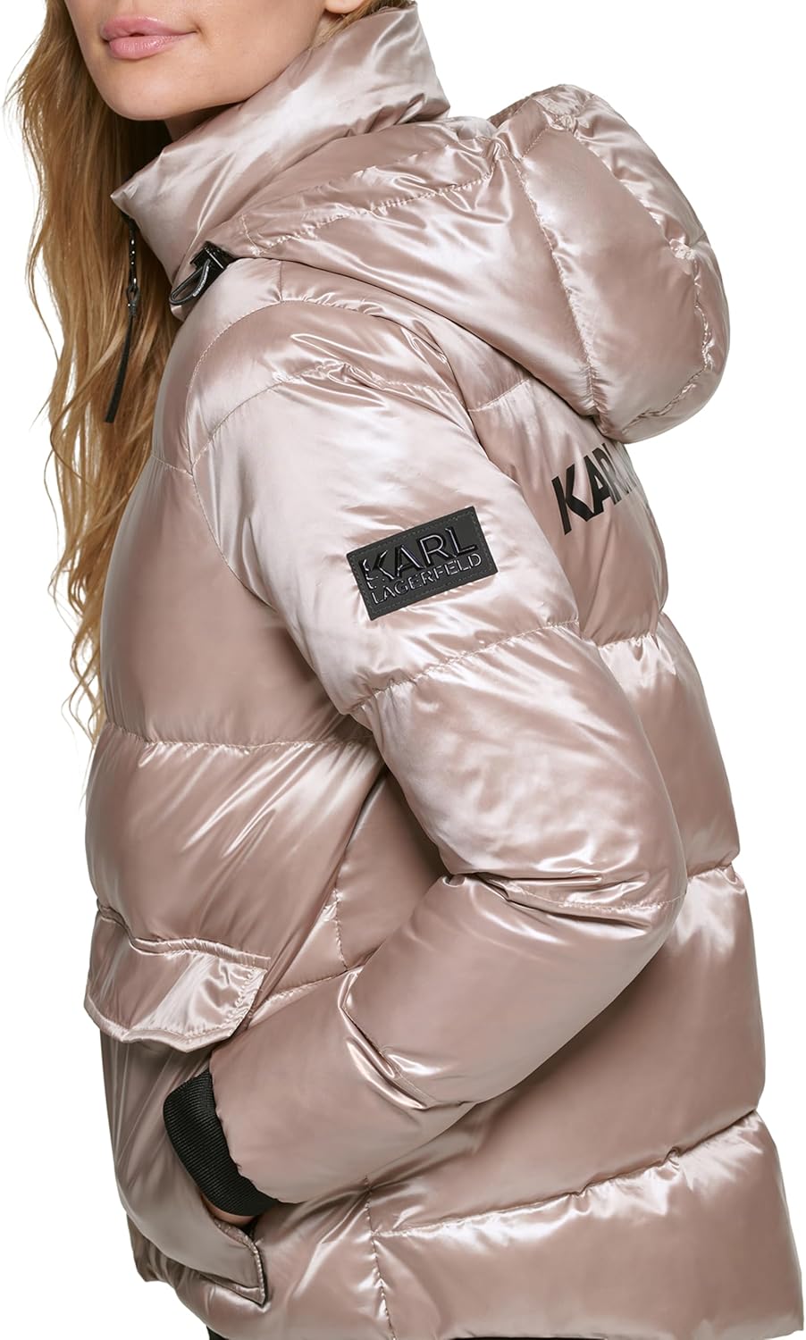 KARL LAGERFELD Women's Iridescent Patch Pocket Puffer Jacket - Image 5