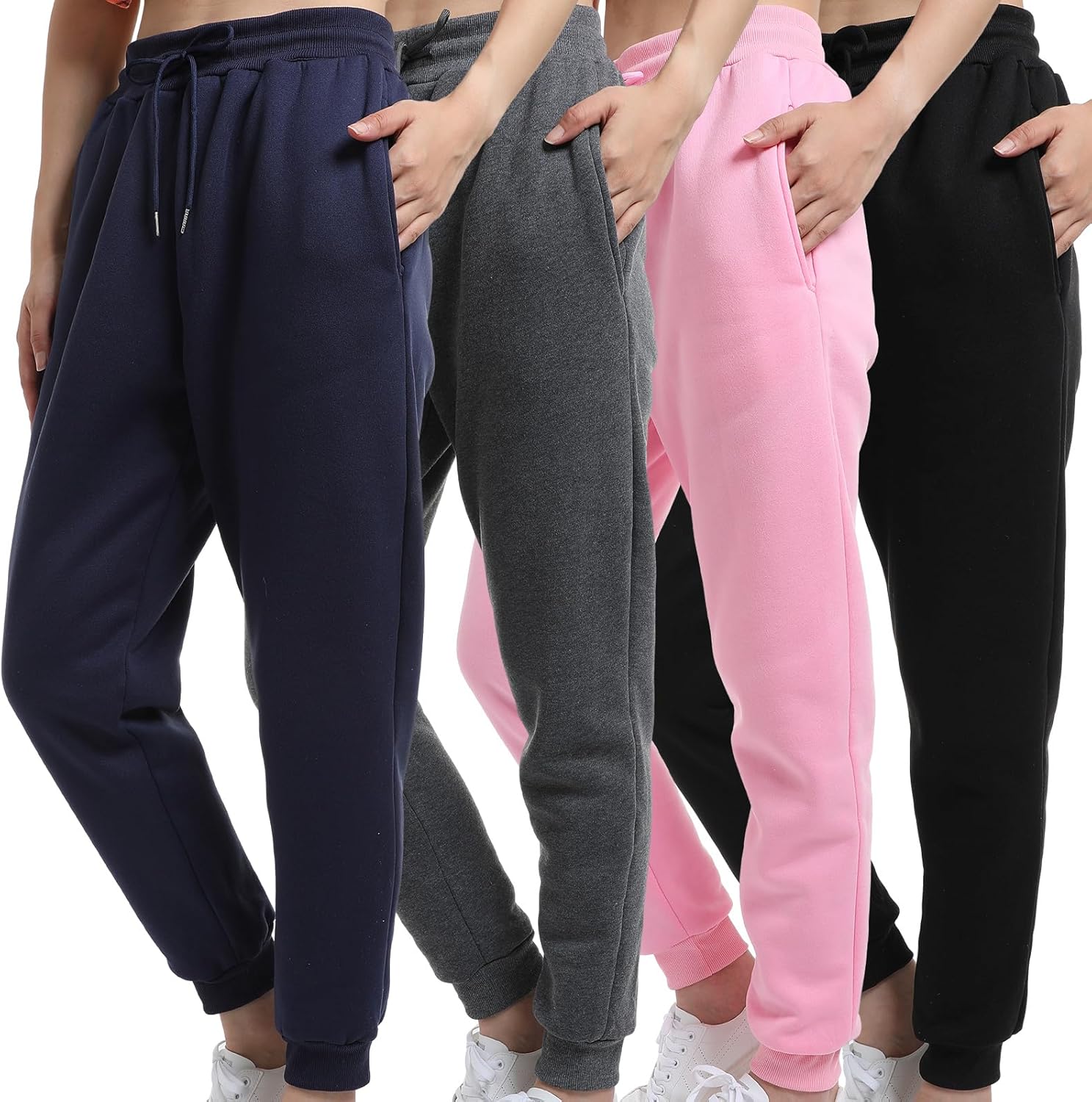 4 Pack Sweatpants Women Joggers Sweat Pants for Womens Fleece Sweatpants with Pockets Drawstring for Running Yoga