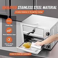 Vista 5 de VEVOR Horno de pizza eléctrico para encimeras, de 12 pulgadas, 1700W, con control de temperatura y temporizador de 0-60 minutos, tecnología