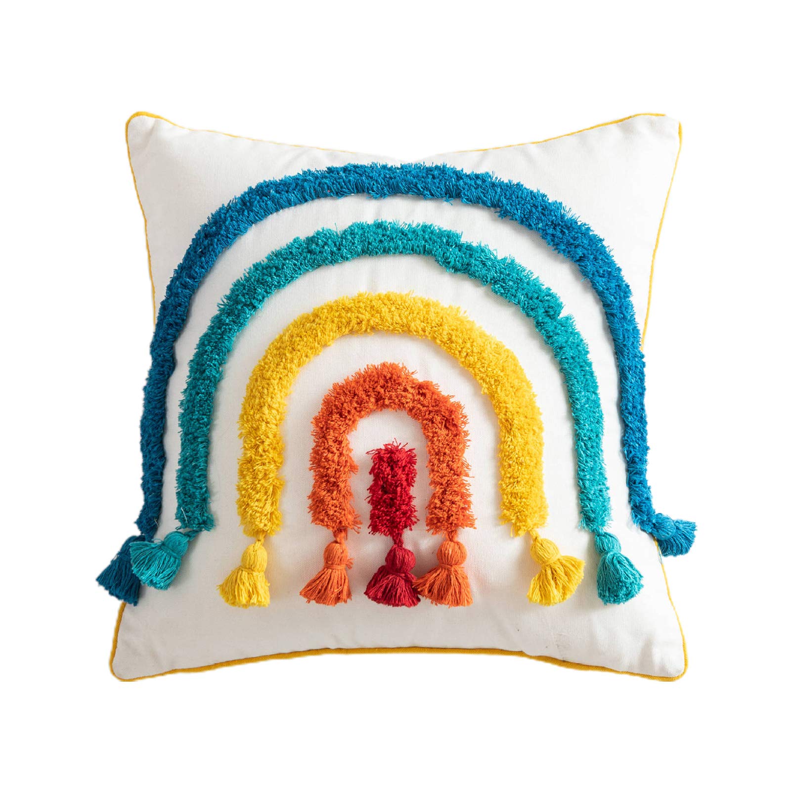 Housse de coussin touffetée colorée 45x45 pour chambre enfant