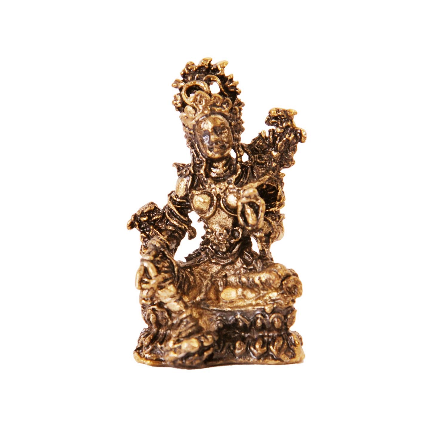 Purpledip Rare Miniature Statue Green Tara, Unique Collectible Gift (11410)