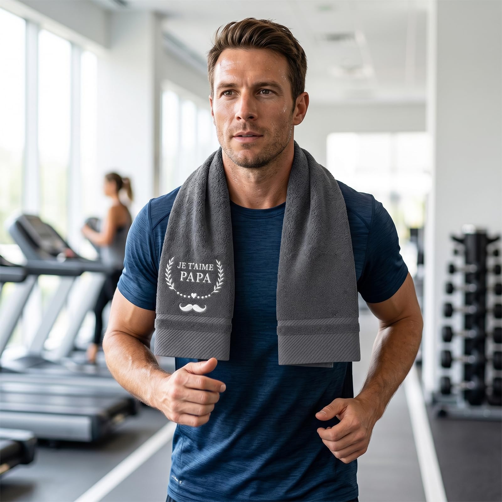 Serviette Brodée Cadeau Papa Anniversaire Sport Homme Coffret Élégant Fête des Pères Doux Salle de Bain