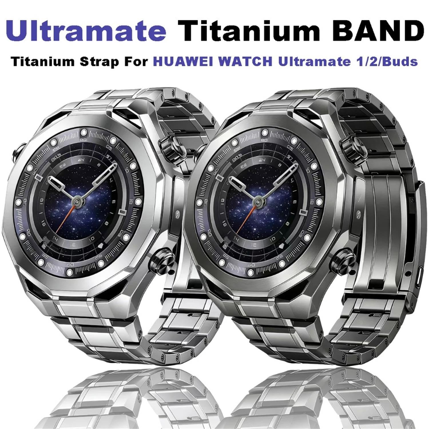 VeveXiao Correa de titanio resistente de un clic de 22 mm compatible con Huawei Watch Ultimate 2 bandas para hombre, correas de repuesto de aleación de titanio de lujo para Huawei Watch Ultimate