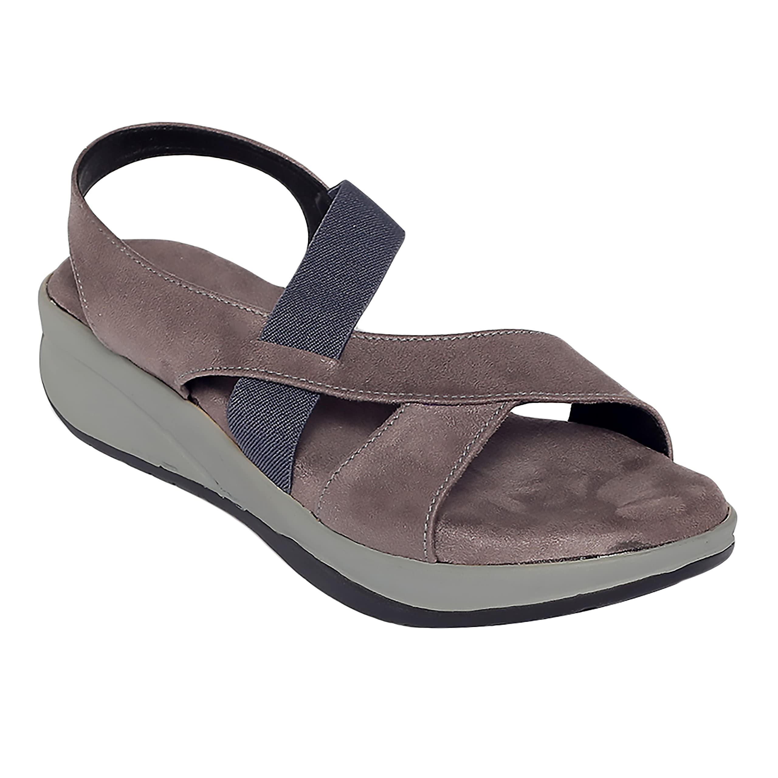 MONROW Carlee Suede Leather Wedge Heels for Women & Girls | Fancy & Stylish Heel sandals |Extra Cushioning & Comfortable, Fashionable, Light Weight, Vegan, Fashion Heel Sandal for Girls, Grey, 6UK (B0BQHTDX5W) Amazon Price History, Amazon Price Tracker