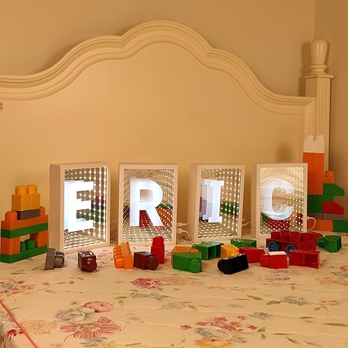 Miniatura 5 de Letreros avanzados de marquesina iluminadas, luz de espejo infinito, USB y luces de cadena alimentadas por batería, moderna lámpara de luz nocturna