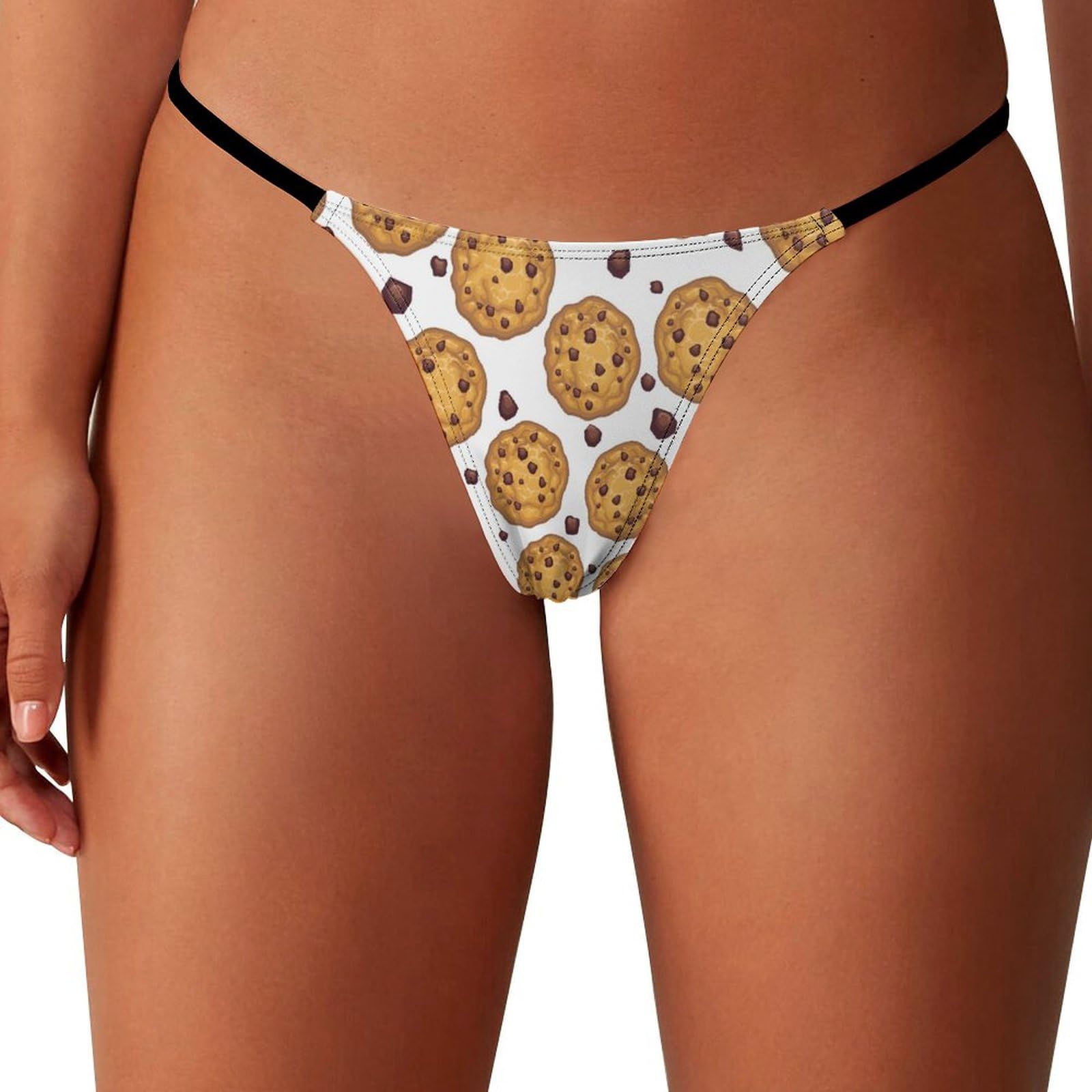KWQDOZF Chocolate Chip Cookies Women's G-String Thongs Low Rise Panties Stretch T-Back Tangas No Show Underwear