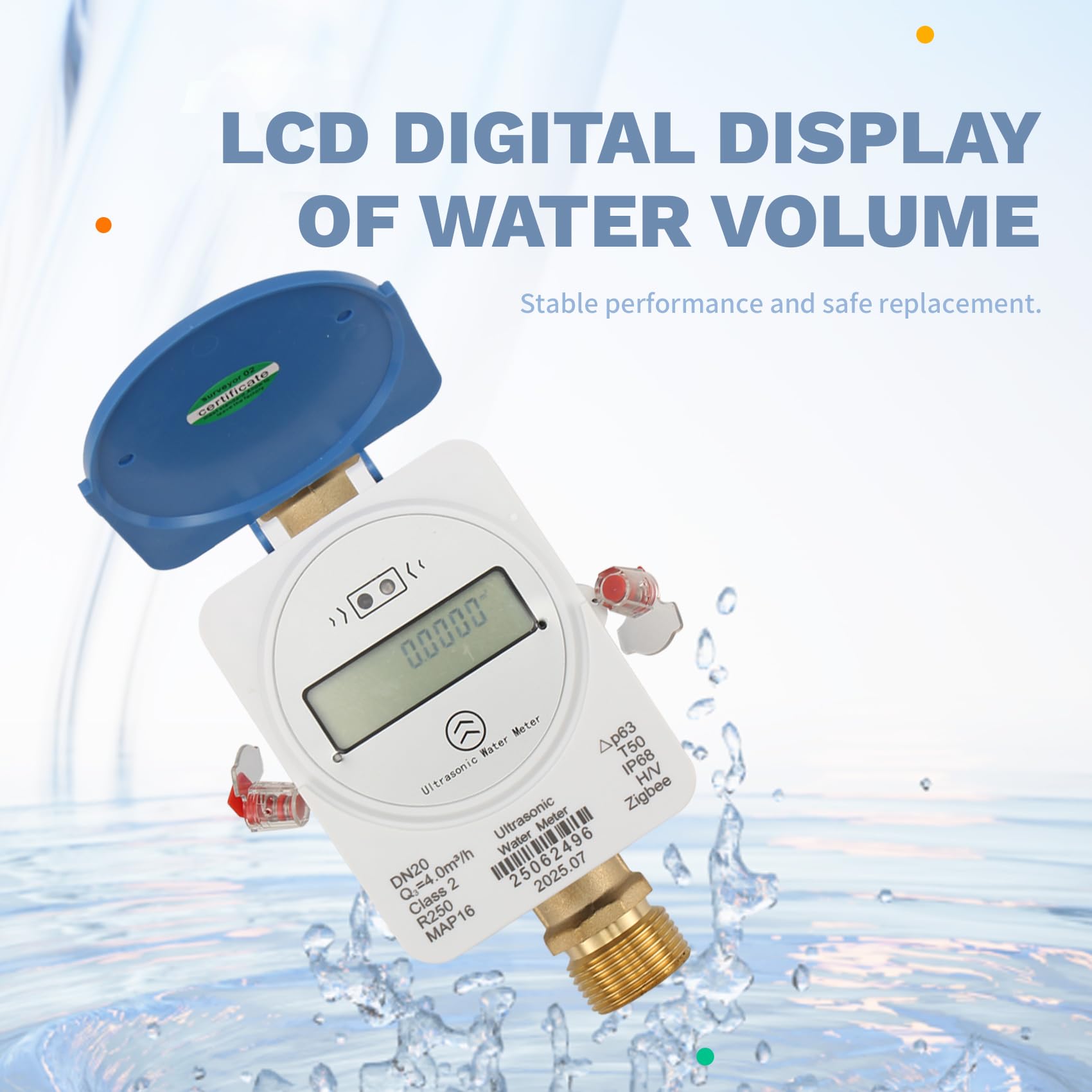 LCD Digitalanzeige Wasserzähler Tuya Zigbee Ultraschall DN20 IP68 Wasserdicht Wasserfluss- und Verbrauchsüberwachung