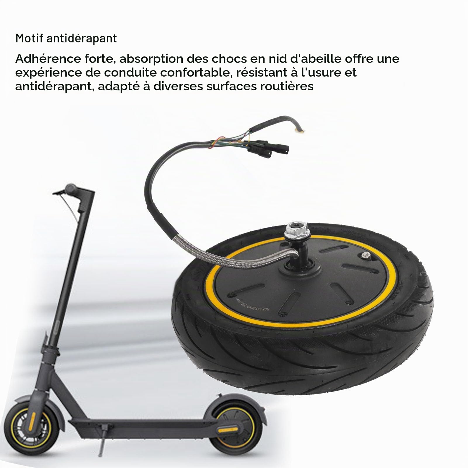 BuyWeek Roue de Moteur de Moyeu de Scooter Électrique pour Ninebot MAX G30, 48V 350W Moteur d'Entraînement de Roue Arrière de Trottinette Électrique
