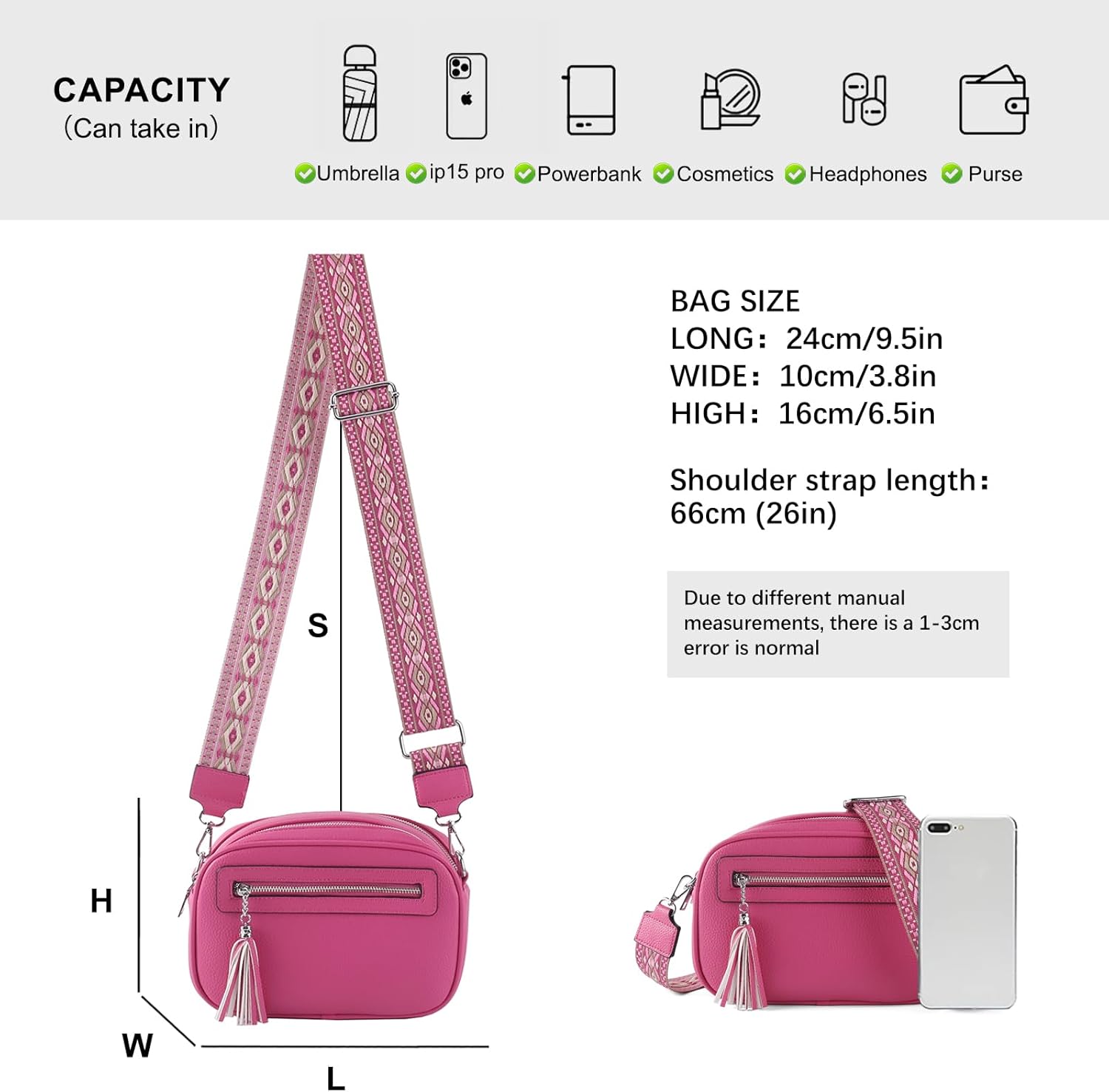 Crossbody Bag for Women Trendy Purse Small Shoulder Handbags with Wide Strap With Multi-compartment double zipper - Image 3