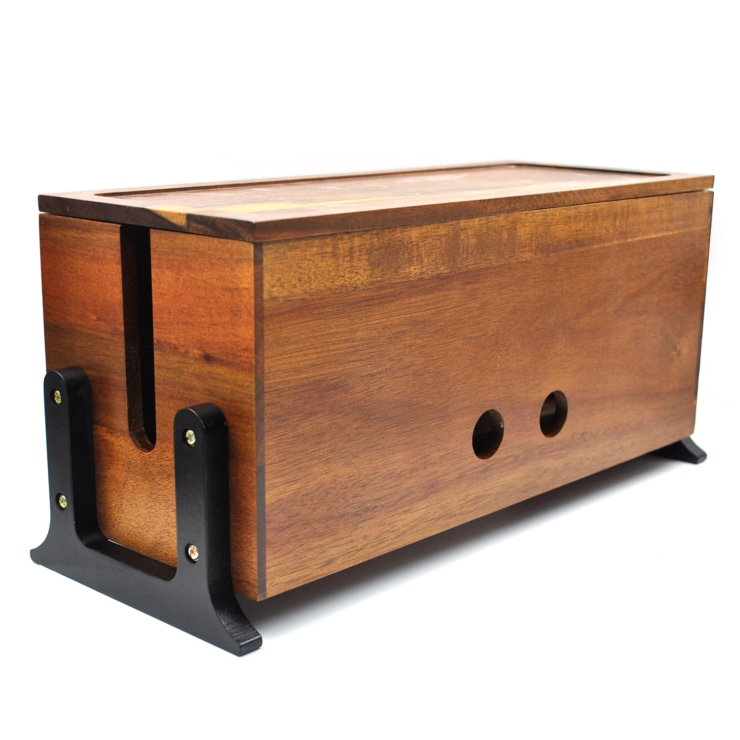 Itvexeme 14.1 x 6 x 6.3 inch Large Cable Management Box, Wood Cord Hider Box & Organizer for Power Strip Hider Cable Storage for Office, TV Wires, Desk Cord Organizer, Vintage Walnut, wood