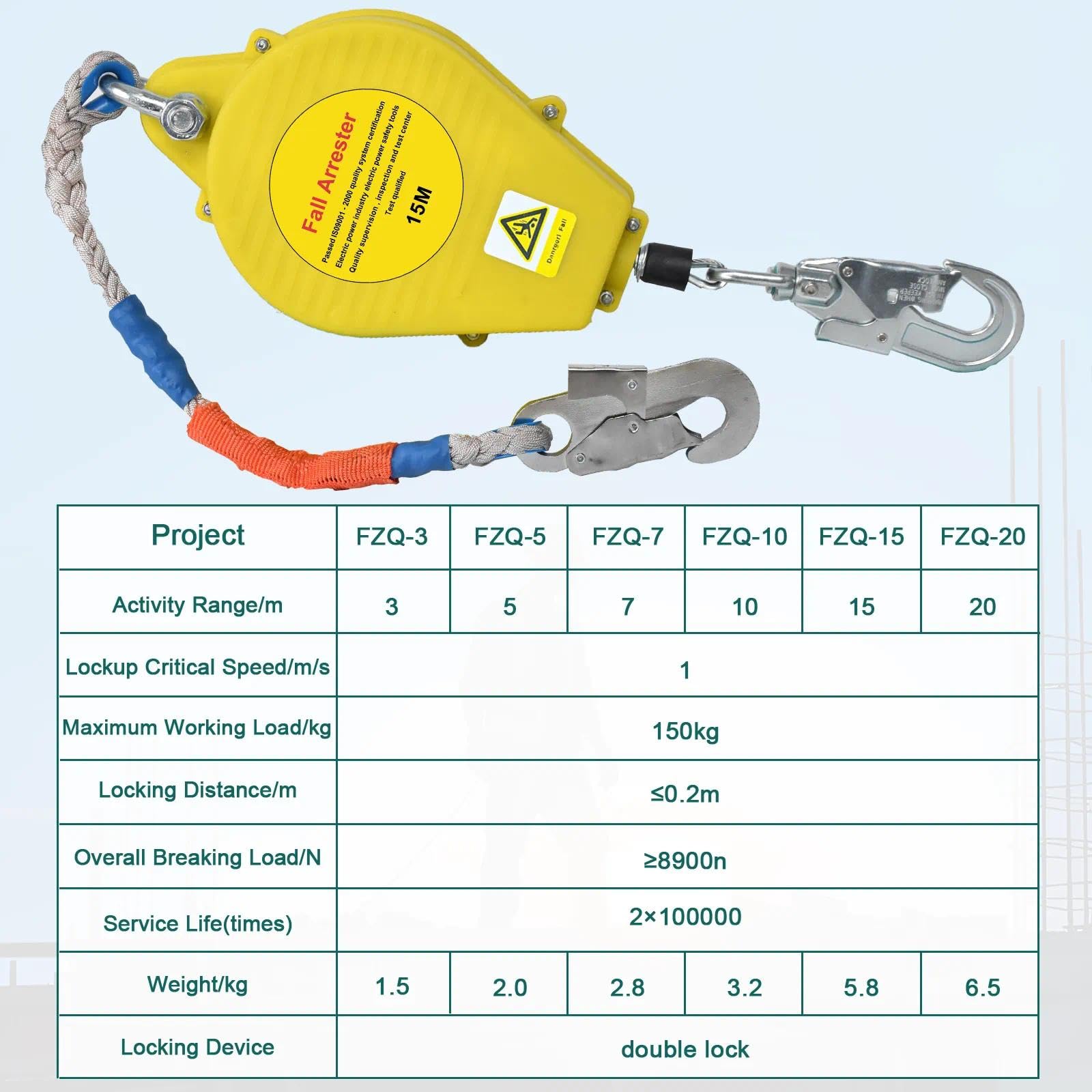Arnes Linea de Vida Retractil Homologado Tejado 10m/15m/20m(20m)