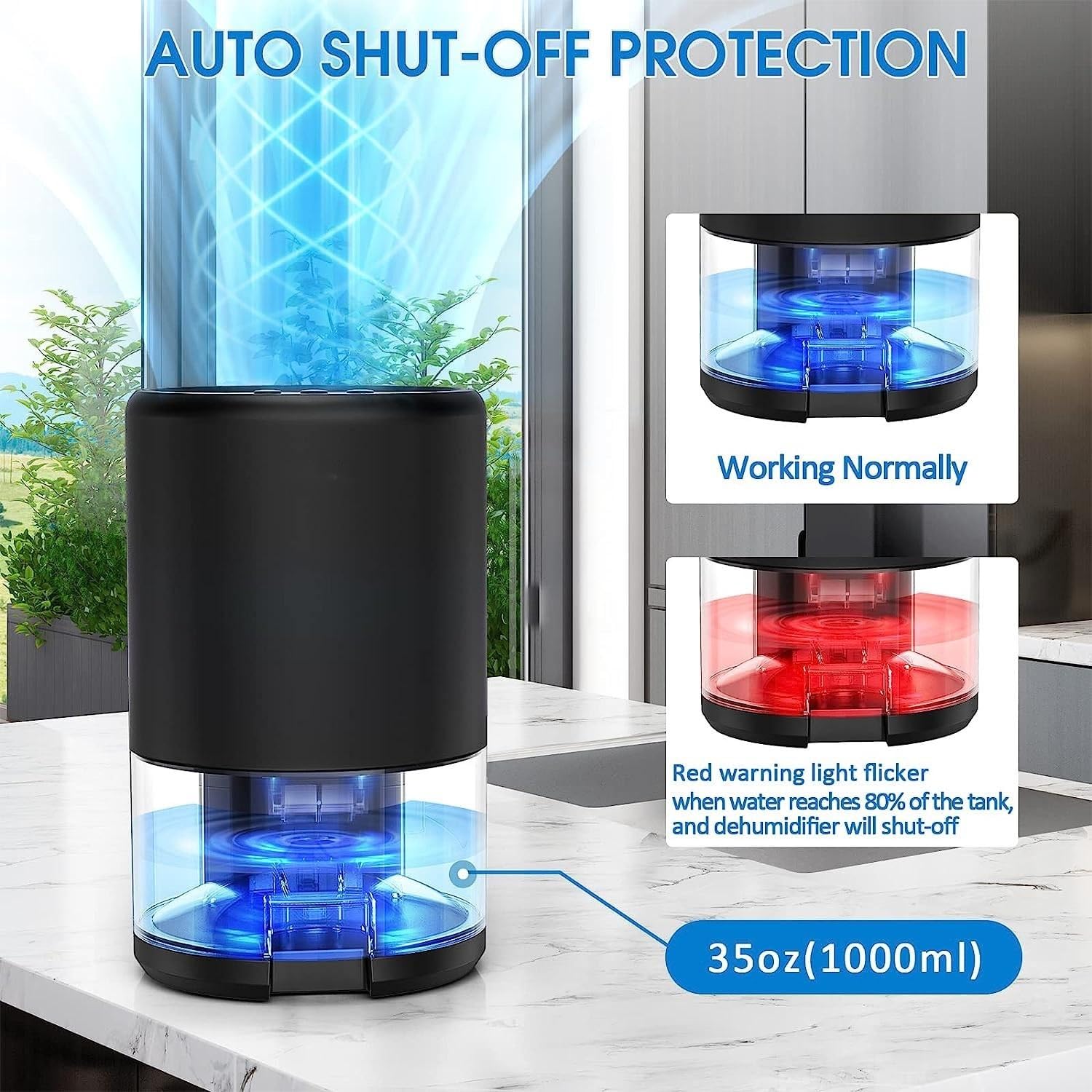 Deumidificatore Casa, Deumidificatore Portatile da 1200 ML, Risparmio Energetico, Spegnimento Automatico, Deumidificatore Portatile e Ultra Silenzioso, Camera da Letto, Bagno, Armadio