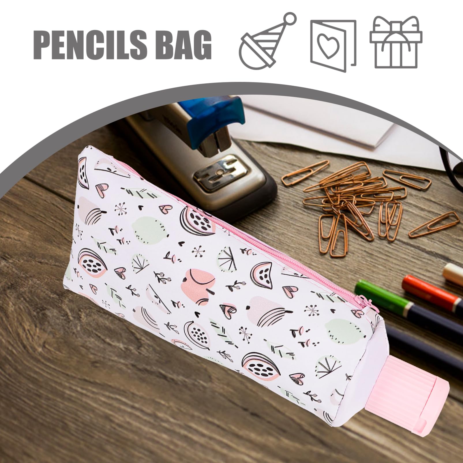 Trousse à Crayons en Cuir Portable de Forme Dentifrice pour Étudiants Grosse Capacité et Design Compact pour Ranger Stylos et Papeterie Bureau Cours