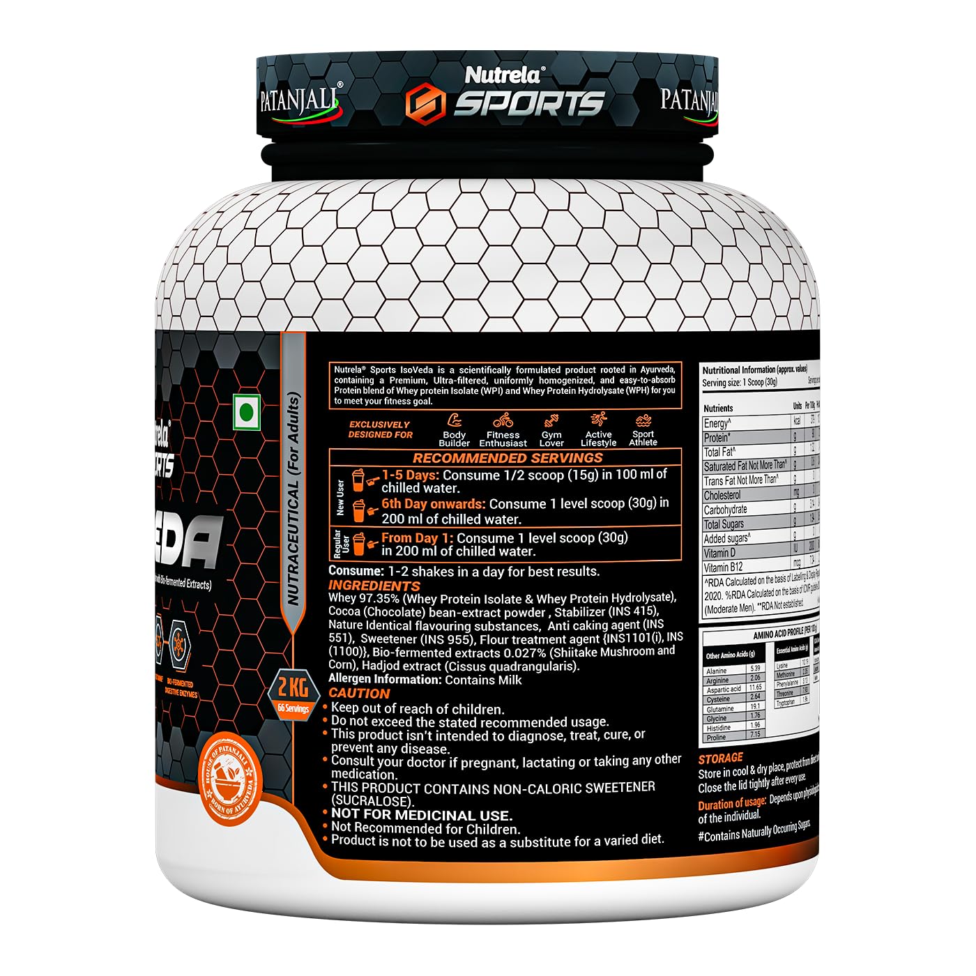 NUTRELA Sports By Patanjali Whey Protein Isolate Powder Chocolate 2kg | 27g Protein Per Scoop, 33 Serving, Fast Absorbing & Easy to Digest, Helps in Muscle Recovery, Vegetarian — Amazon image 7