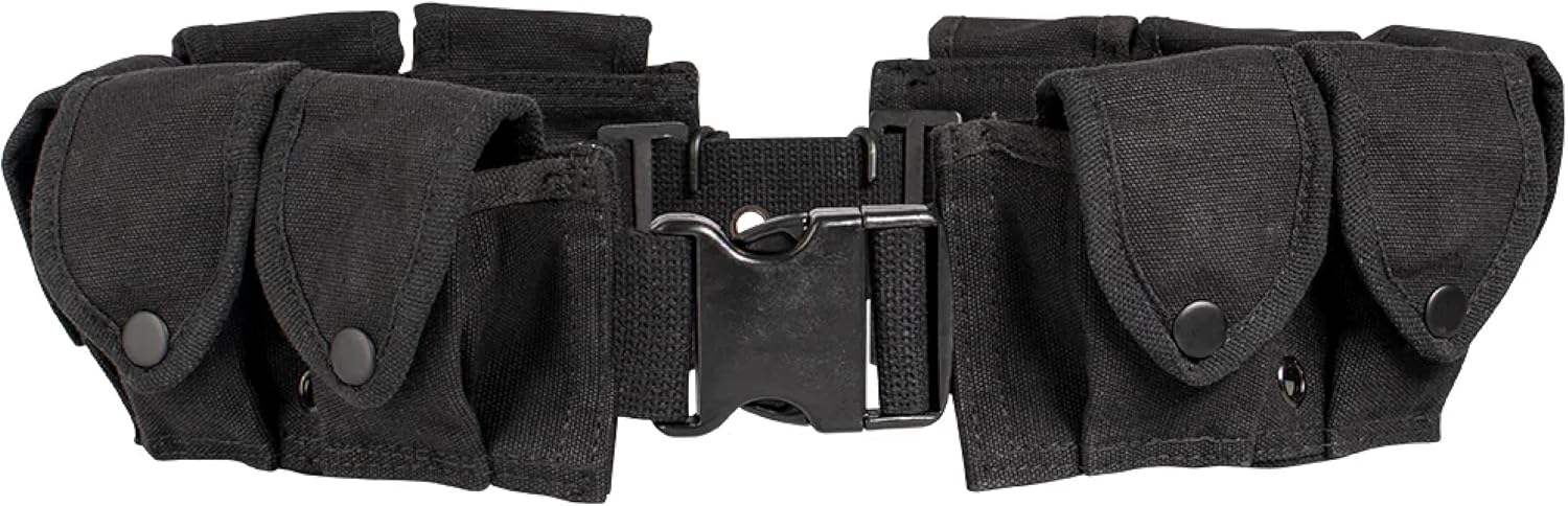 Fox Outdoor Products 10-Pocket Cartridge Belt – Heavy-Duty Cotton Canvas Ammo Holder with Quick-Release Buckle
