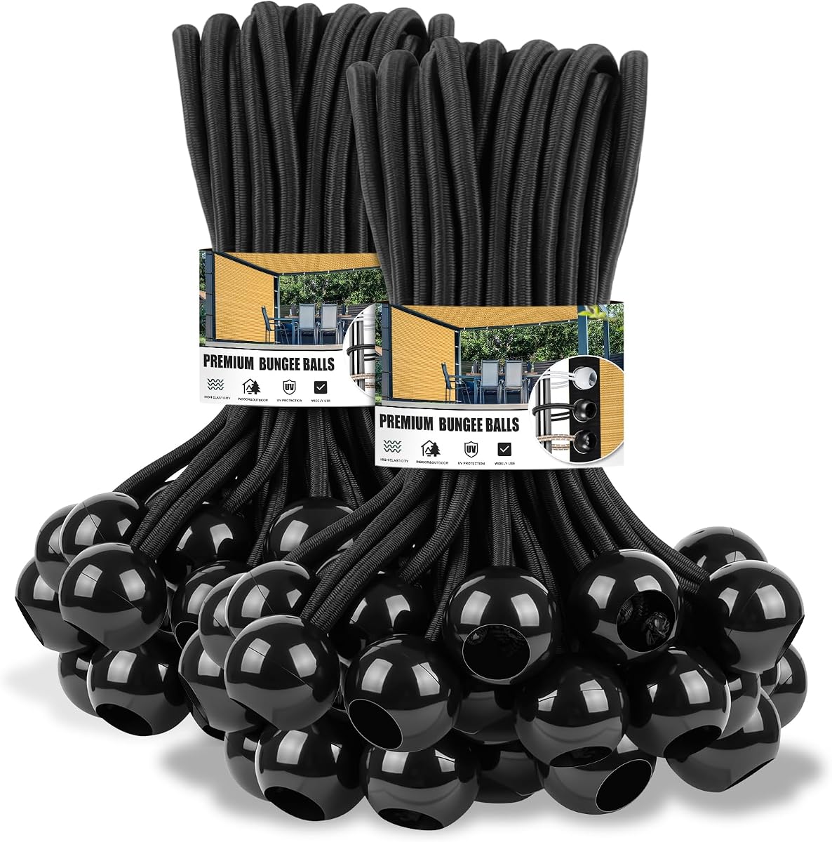 Bungee Cords with Balls 6 Inch, Heavy Duty 1 Inch Ball Bungee Cords