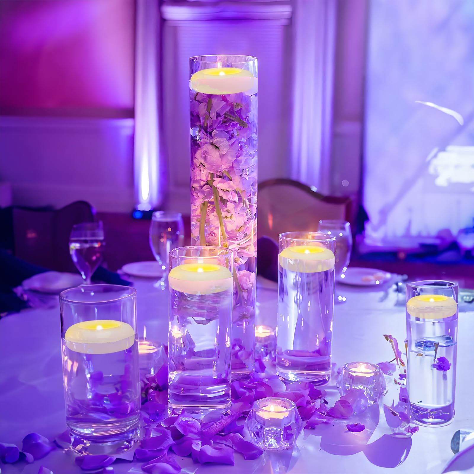 12 Pack 3" Flameless LED Floating Candles – 200 Hour White Battery Operated Waterproof, Remote Control 1 thumbnail image
