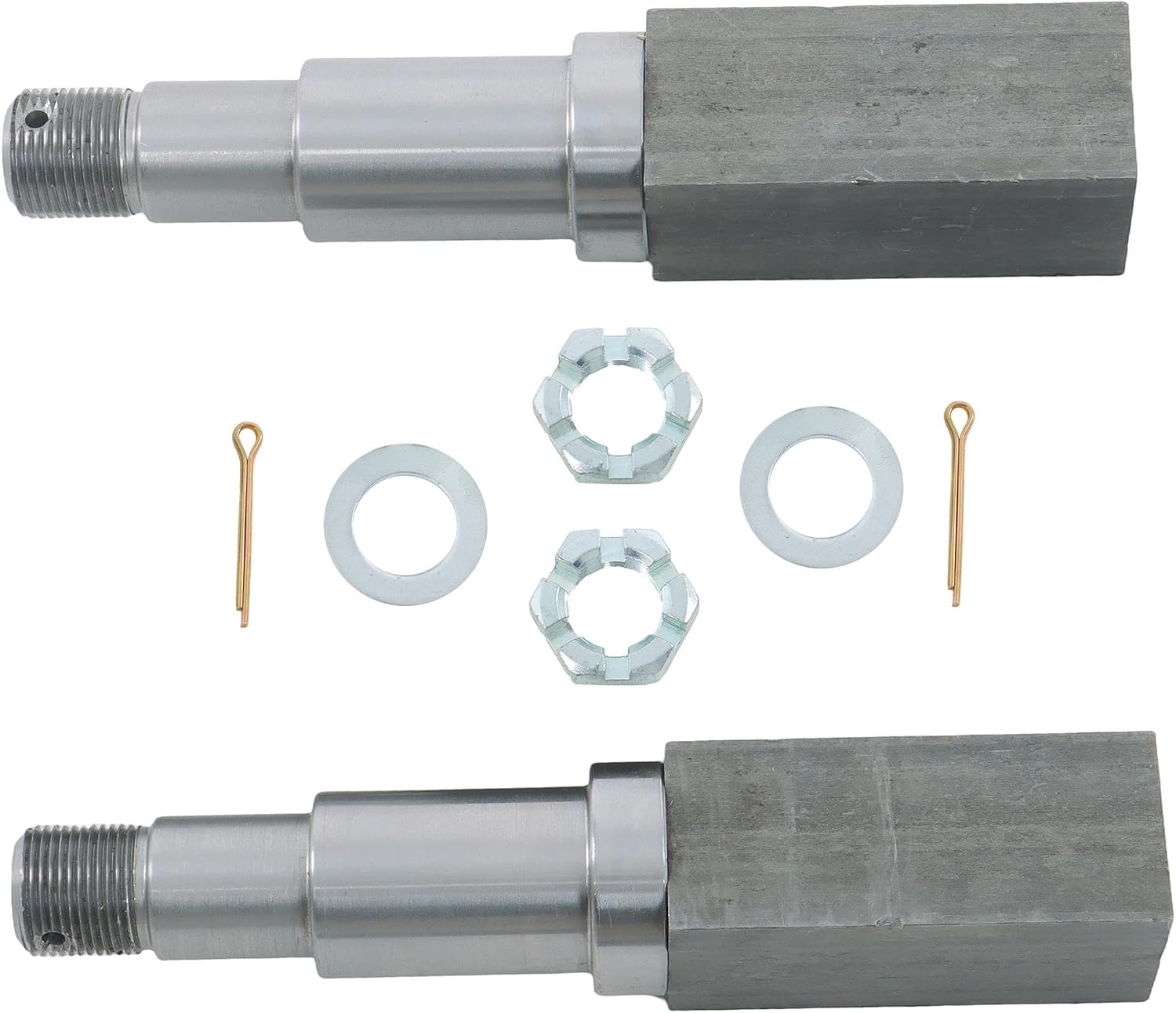 Set of 2#84 Trailer Square Spindle with Fastening Accessories for 1-1/16 Inch Bearings