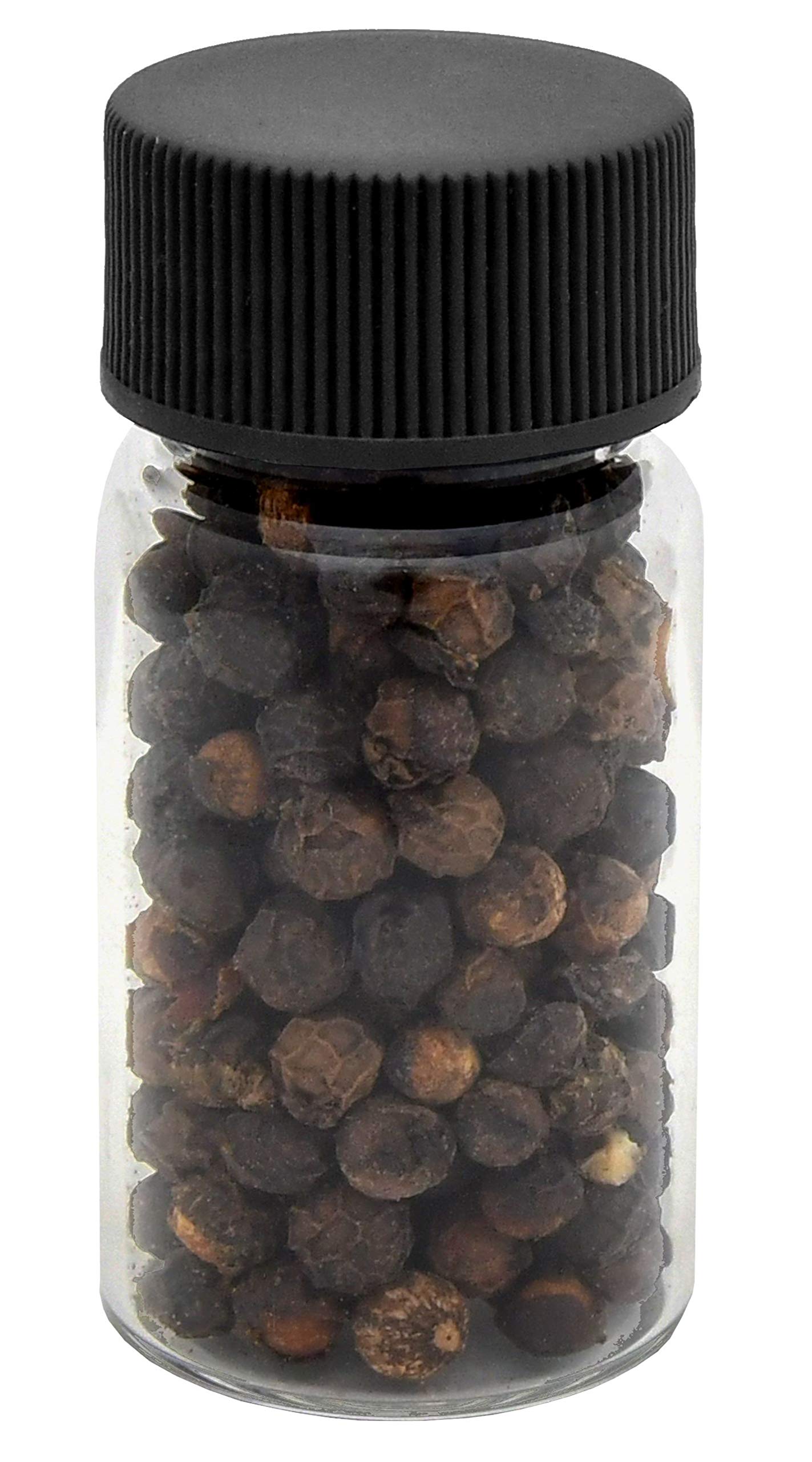 113 Stück Glasflasche mit Schraubverschluss, Probenflasche, Probierfläschchen, Schraubgläschen, 57mm x Ø27,5mm, Laborglas klar mit Schraubdeckel schwarz