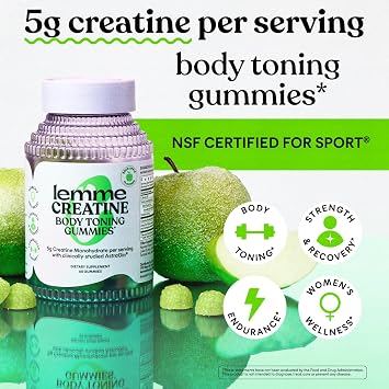 Lemme Creatine Monohydrate Gummies Sour Apple (60 Gummies)
