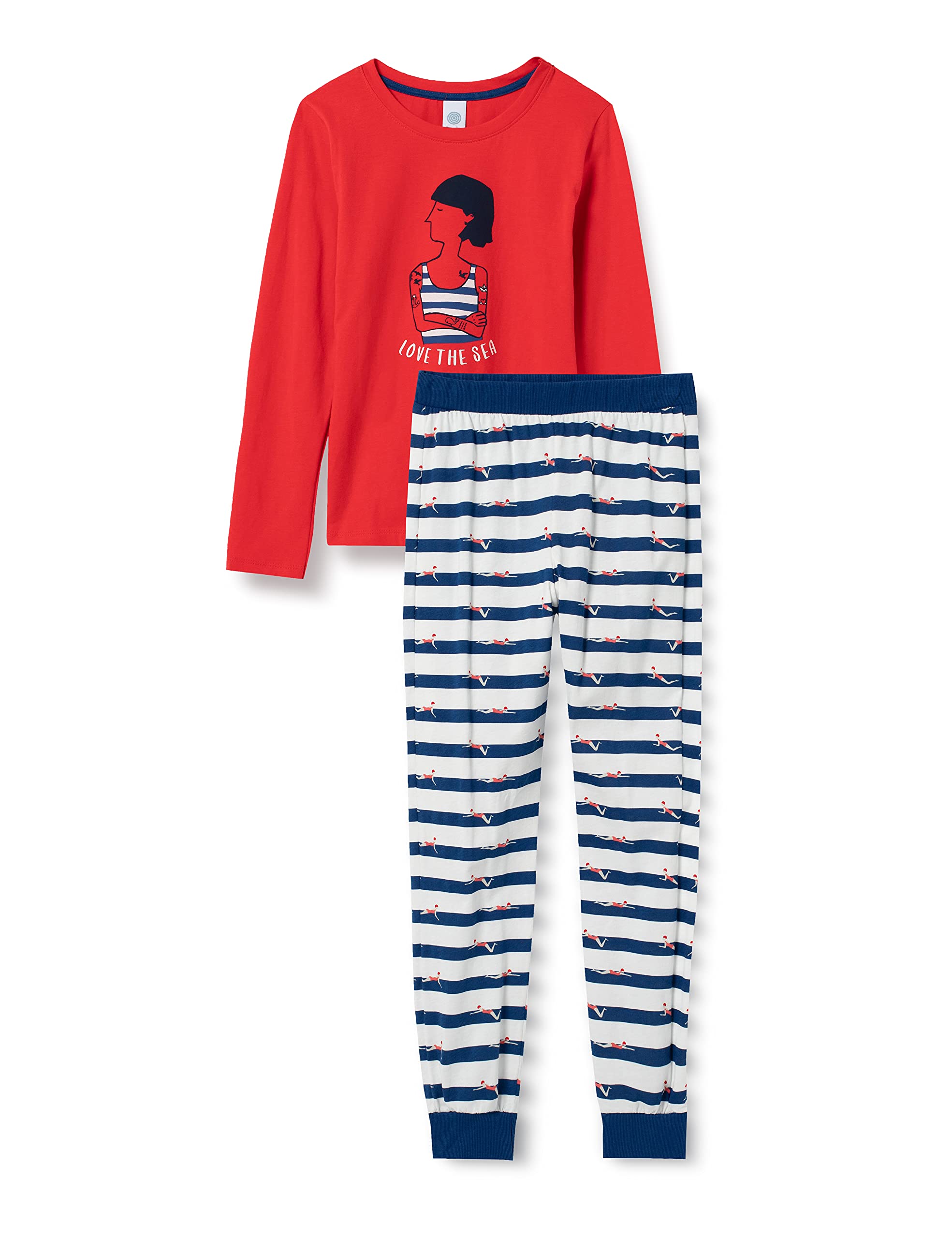 Sanetta Mädchen Schlafanzug Lang Rot Pyjamaset