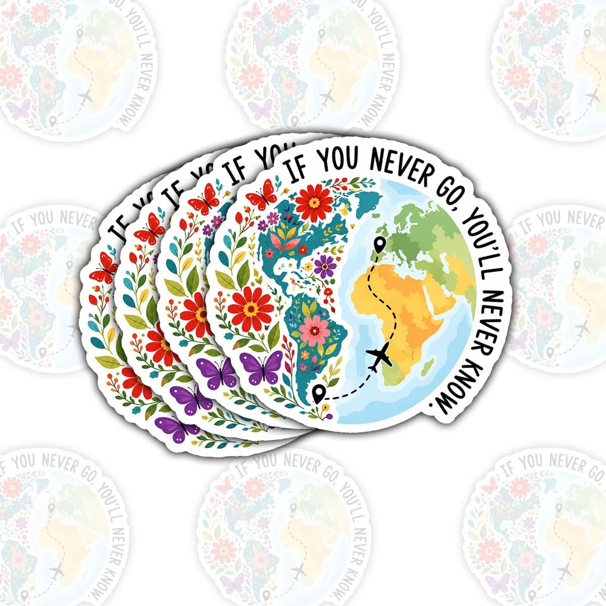 (3Inch) 4Pcs Travel Stickers, Wanderlust Adventure Stickers for Travelers