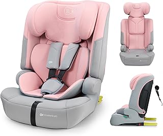 Kinderkraft SAFETY FIX 3 PRO 76-150 cm Kindersitz 9-36 kg, Kinderautositze mit isofix, Einstellung der Kopfstütze und Rückenlehne, extra TOP TETHER, 5 punkt gurte, Rosa