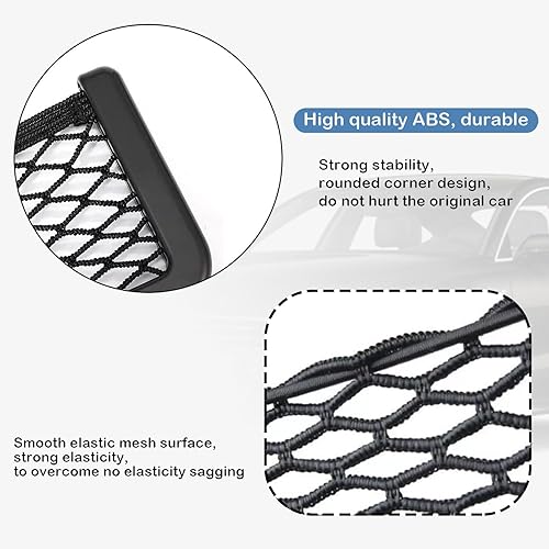 Miniatura 3 de GKmow Paquete de 2 bolsas de red de almacenamiento para automóvil, 7.87 x 3 pulgadas, marco de ABS, organizador de bolsillo, bolsa universal de