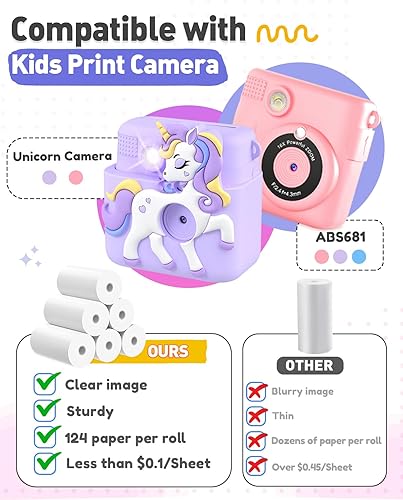 Miniatura 2 de Recambios de rollo de papel para cámara infantil, 6 rollos de impresión instantánea para cámara de papel térmico de 2.2 pulgadas x 41.66 pies