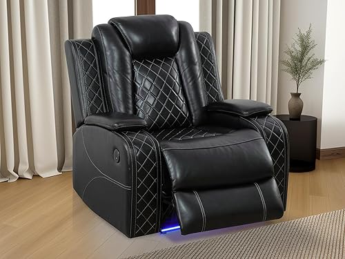 Miniatura 13 de Juego de sofás reclinables eléctricos, juegos de muebles de sala de estar, sofá reclinable eléctrico moderno negro, sofá biplaza y silla con Negro