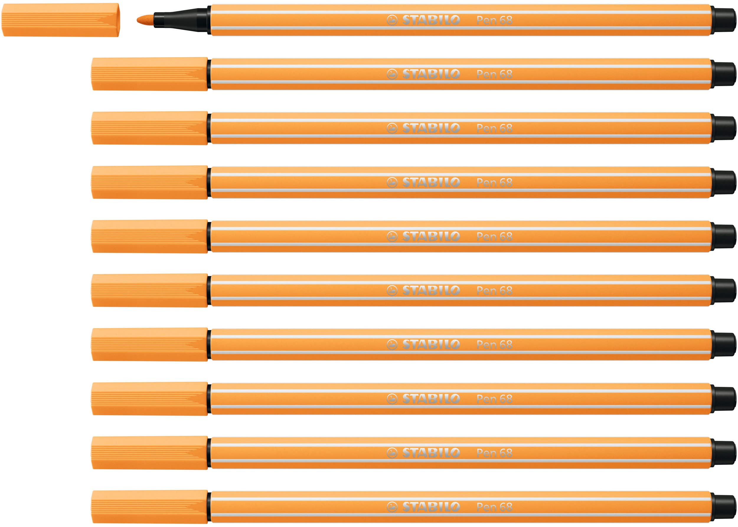 STABILO Pen 68 - Premium Fibre-Tip Pen - Pack of 10 - Papaya, 1 count (Pack of 10)