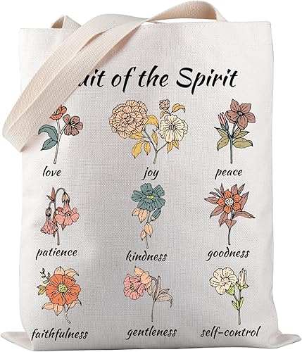 PWHAOO Bolsa de mano con versículo bíblico Fruit of the Spirit, bolsa de mano de Jesús, regalo inspirador cristiano, regalo de oración y fe, Bolso