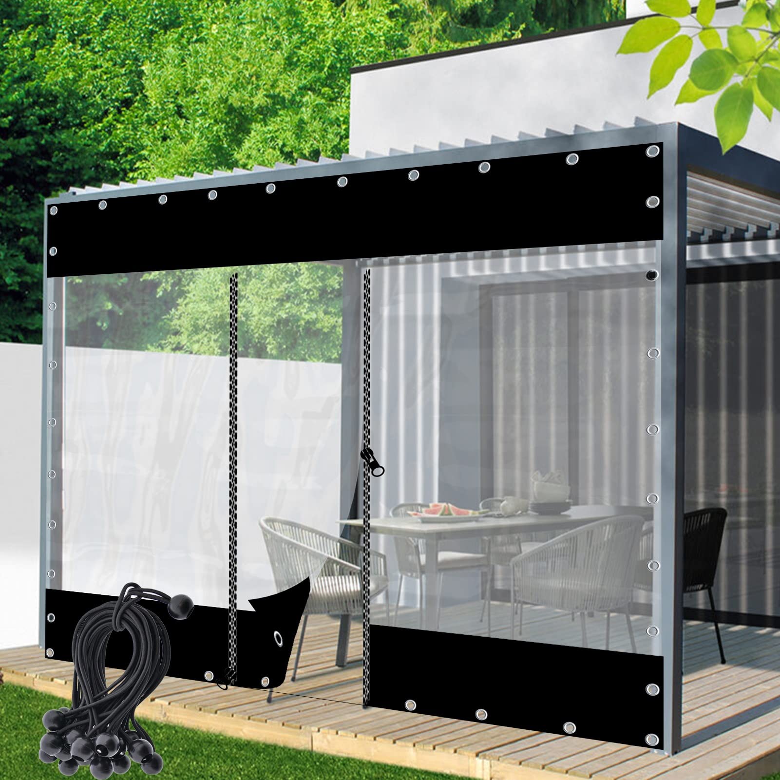 Rideau d'extérieur transparent pour pergola : profitez du porche en hiver