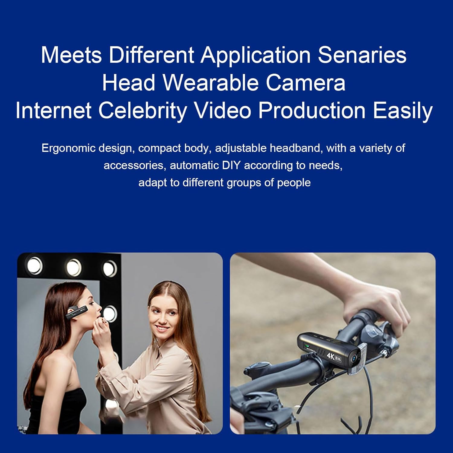 EBTOOLS Head Mounted Video Camera attached to a headband, worn by a person