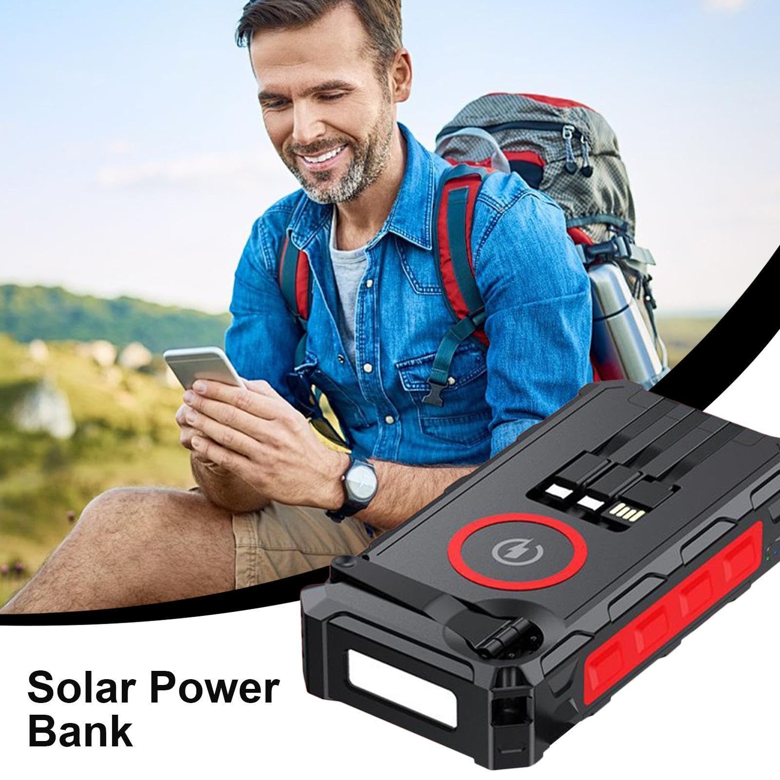 Power Bank Solare Allarme Wireless Elettronico | Power Bank Con Ricarica Rapida E Torcia Per Casa Viaggio Campeggio Pesca Uomo Donna Ragazzi Ragazze Giovani Ciclisti Mamma