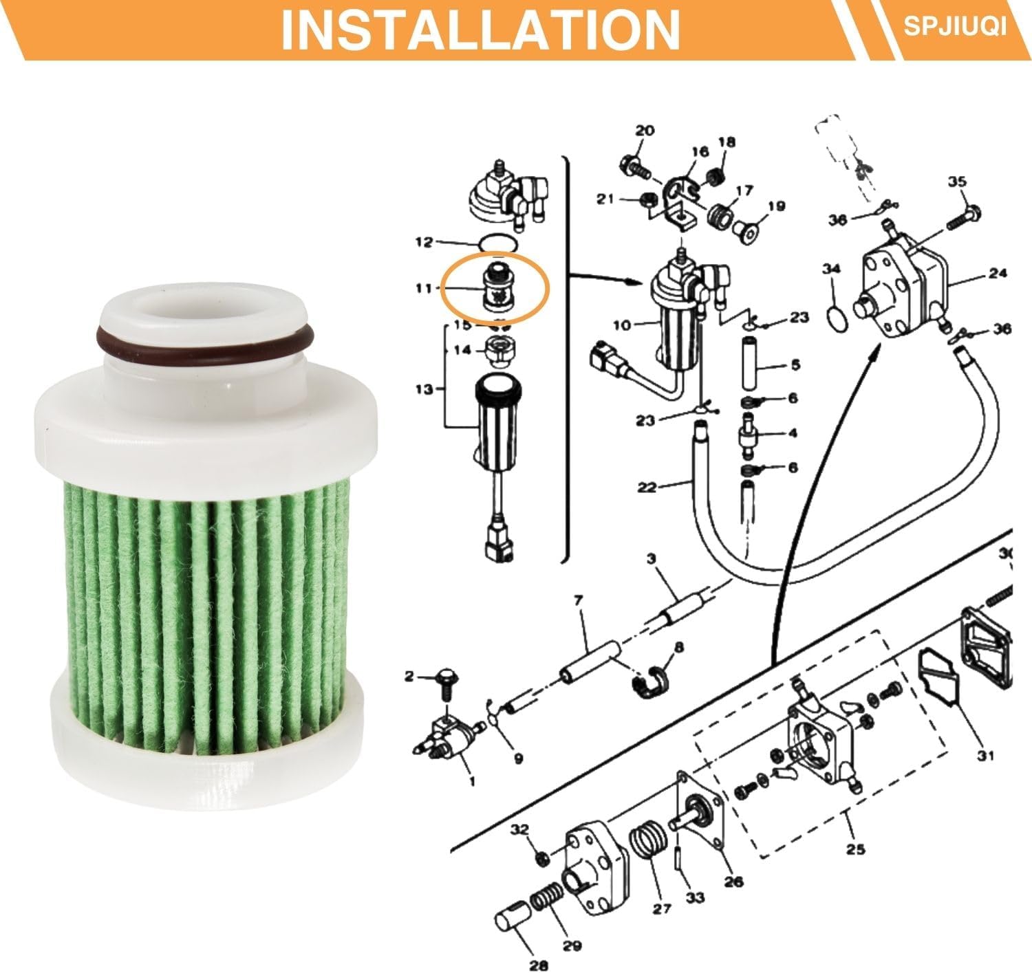 2Pcs 6D8-24563-00 6D8-WS24A-00 Fuel Filter for Yamaha 4-Stroke Outboard Motors 20HP 24HP 25HP 30HP 40HP 50HP 60HP 70HP 75HP 90HP 115HP 135HP Replaces Sierra 18-79799