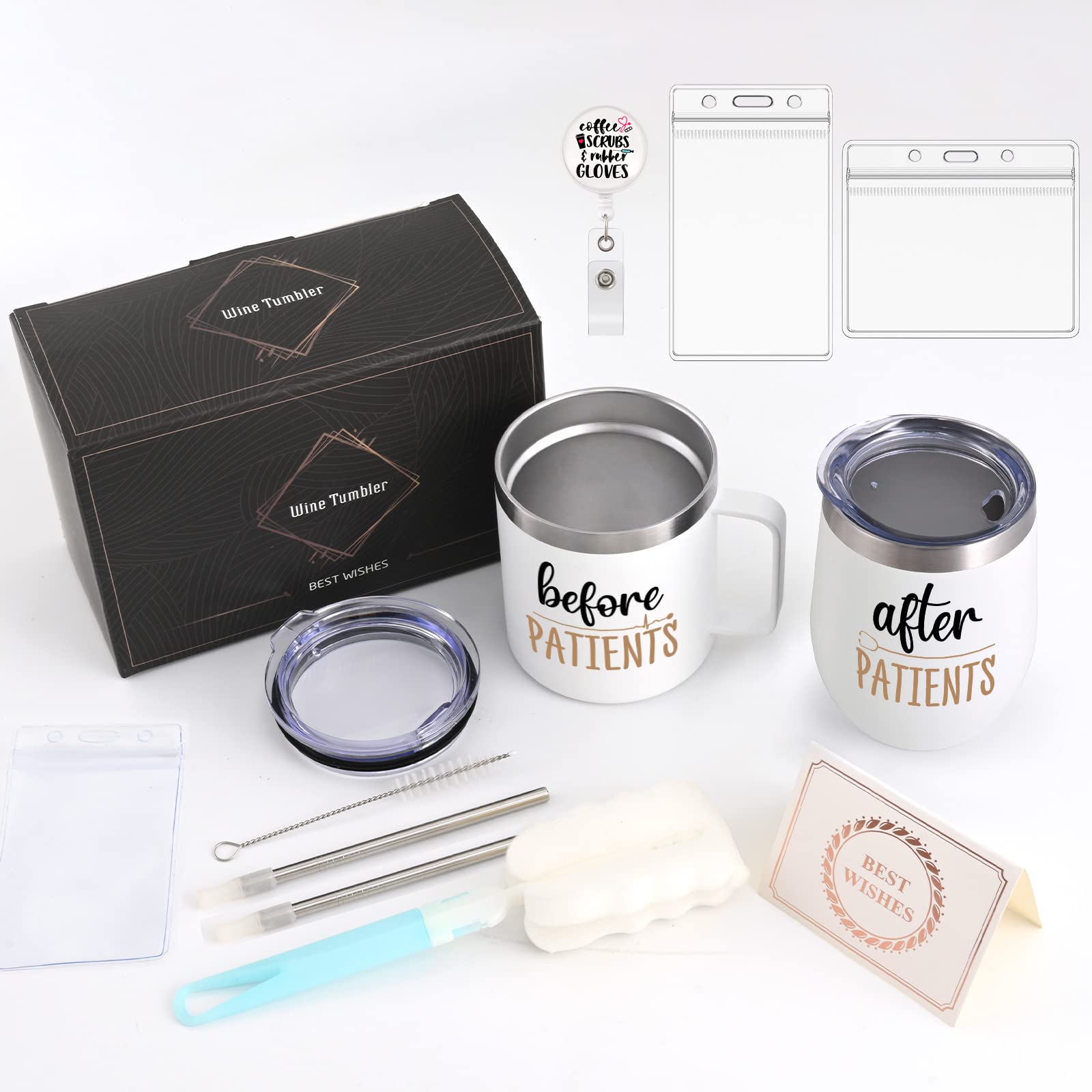 LiqCool Regalos para médicos y enfermeras, juego de pacientes antes y después, tazas de 12 onzas para profesionales médicos