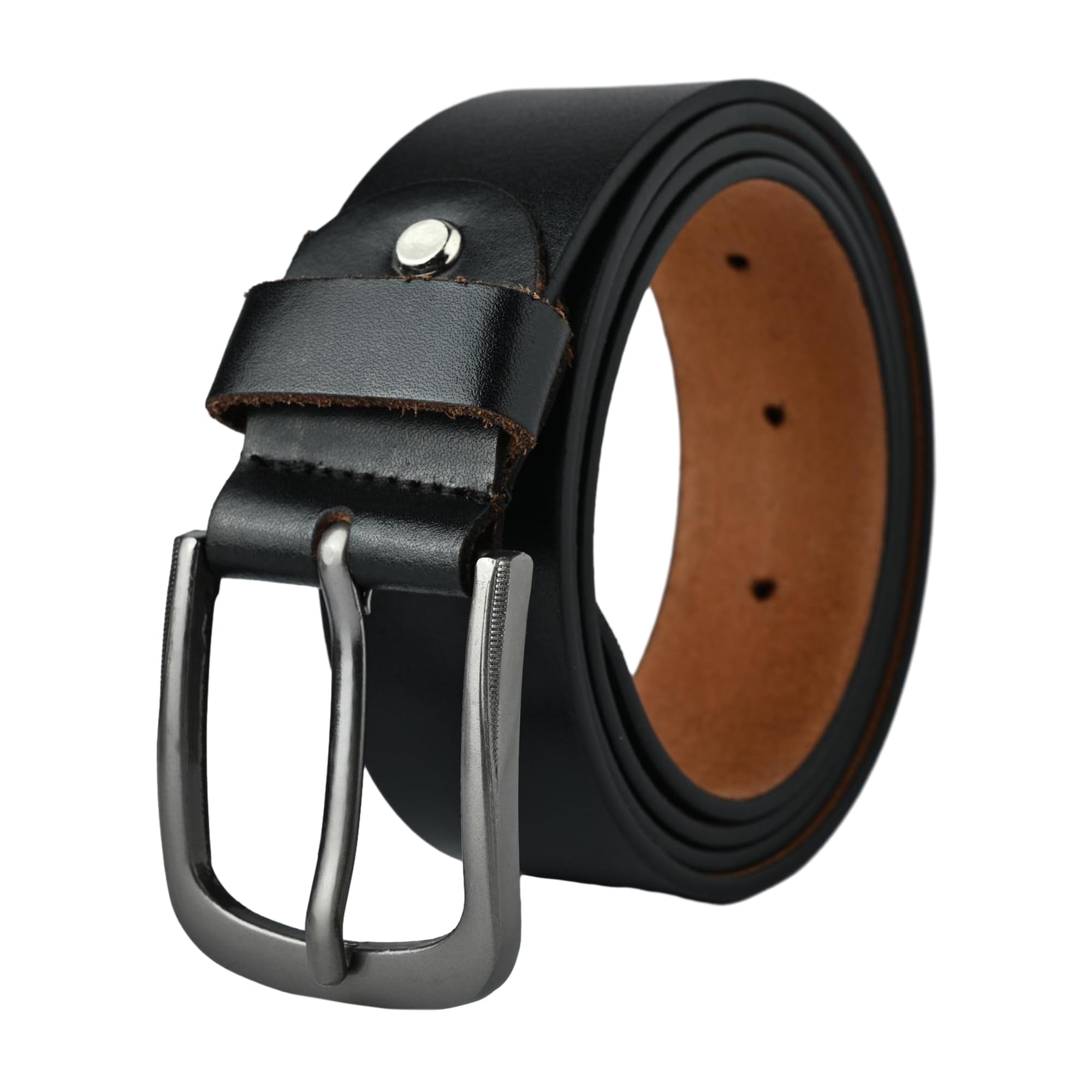 Leather Belt for Men | Smooth Finish Strap with Classic Buckle | Formal and Casual Wear Waist Accessory | Simple and Elegant Styling Option