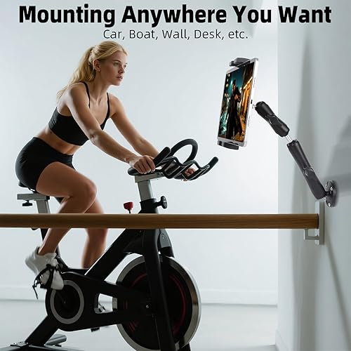 Miniatura 3 de Soporte de tablet para camión, base de taladro resistente con brazo de aluminio para tableta, automóvil, pared, barco, escritorio, compatible con