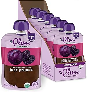 Plum Organics Just Prunes, 4+ Months - Organic Baby Food Pouches, 3.5 oz...