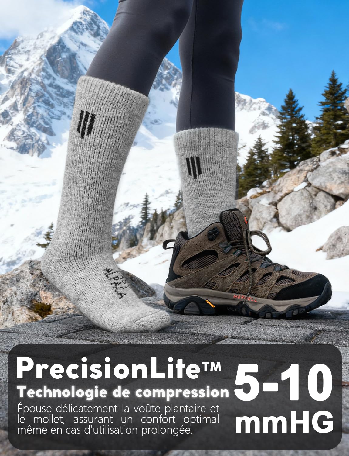 Juclise Calcetines de lana de alpaca para hombre y mujer, calcetines térmicos gruesos para clima frío, ideales para caza y senderismo, absorben la humedad