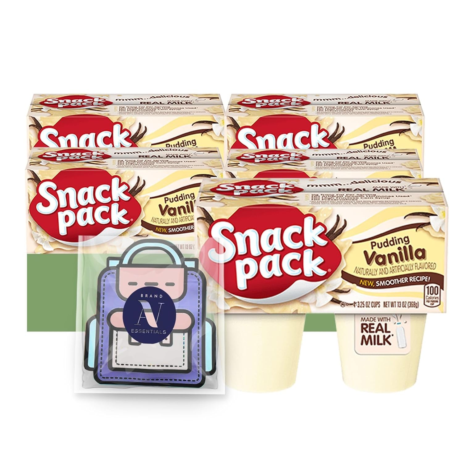 Snack Pack - Lavinia Essentials Bundle: 32- Count of Tapioca Flavored Pudding, Gluten-free, Kosher On-The-Go 3.25 Plastic Cup + 1 Utility Prop